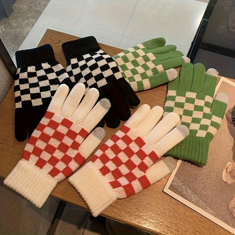 Gants à doigts complets à motif en damier, gants de fitness chauds pour le  cyclisme en plein air à écran tactile coupe-vent, accessoires de sport pour  femmes - Temu Belgium
