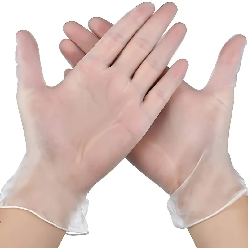 100-Count Disposable Gloves Powder-Free Clear Vinyl Gloves
