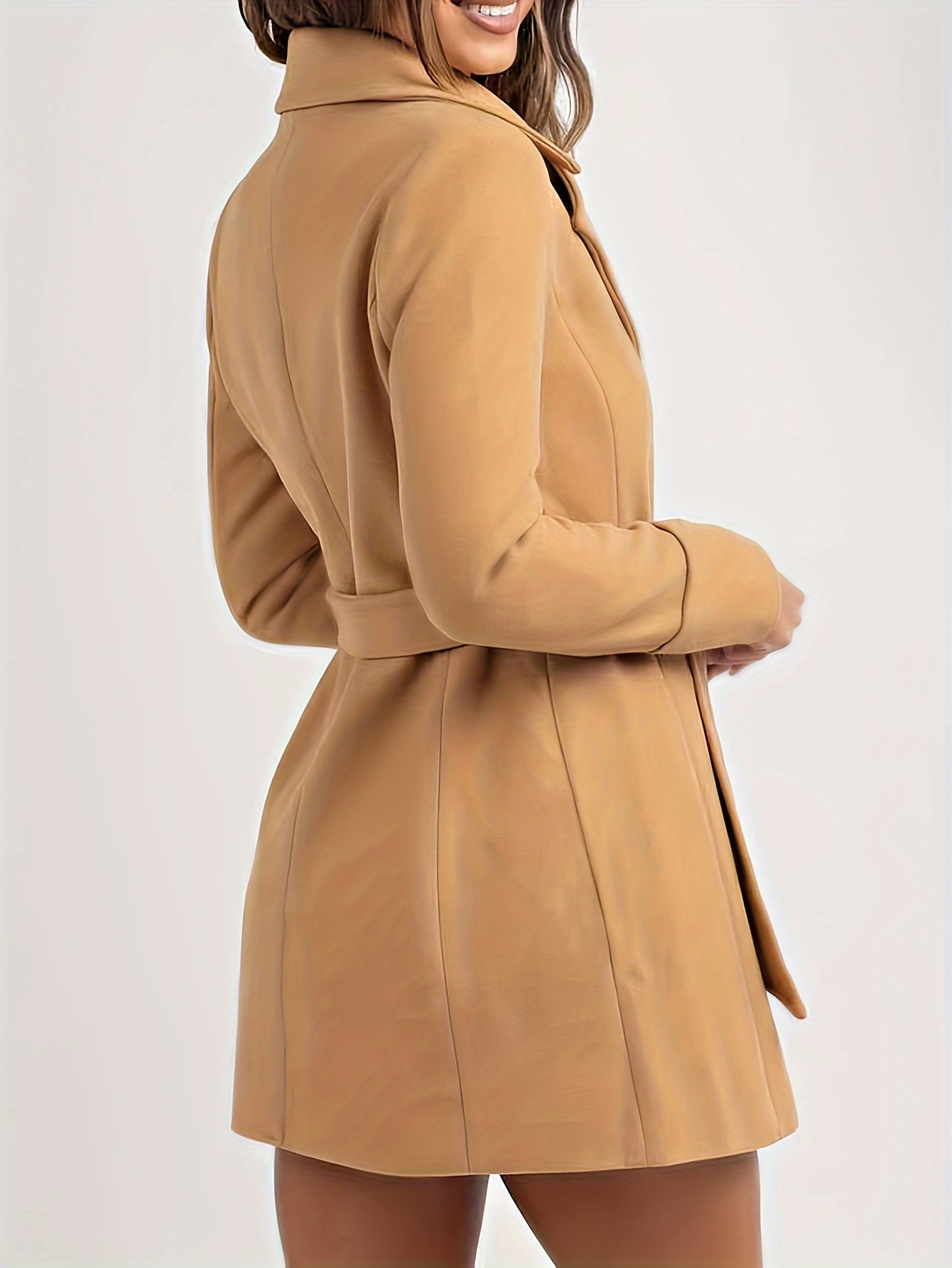 Camel open front clearance coat