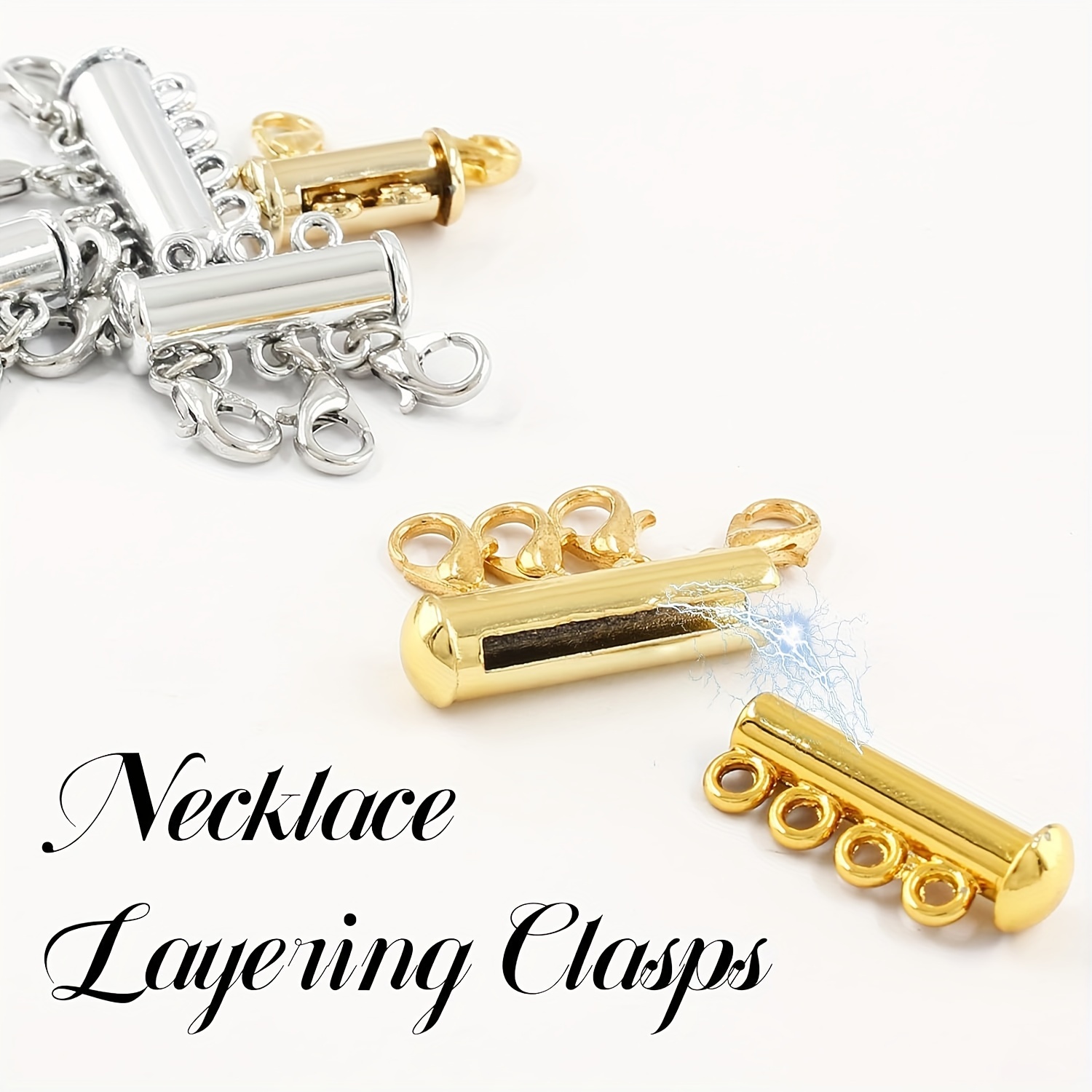 Necklace Layering Clasps Slide Lock Clasp Necklace Connector Multi Strands Slide Tube Clasps, Women's, Size: One size, Gold