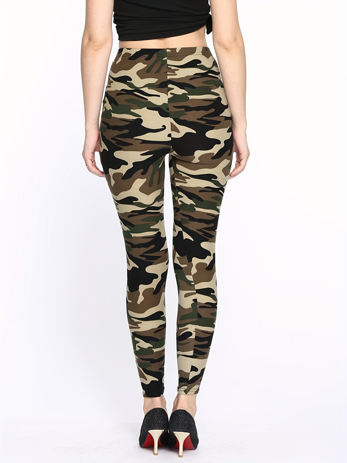 CUHAKCI WOMENS CAMOUFLAGE PRINT HIGH WAISTED LEGGINGS SIZE 12 NEW