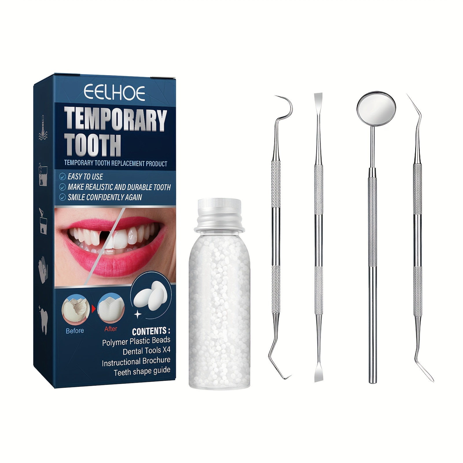Kit De Réparation De Prothèses Dentaires – Matériau De Réparation  Temporaire Des Dents Pour Les Coutures Cassées Et Les Prothèses Dentaires –  Colle De