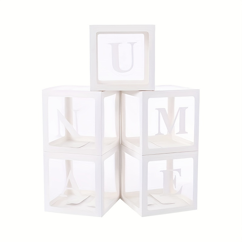 Balloon Box Decorations (5 White Boxes) 52 Letters ( A z - Temu