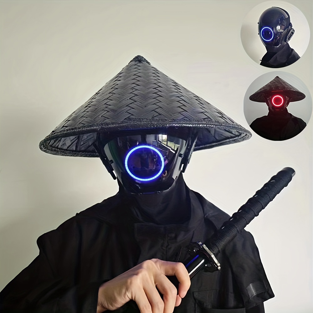 Men's Cyberpunk Mask Helmet Handmade Futuristic Cool Mask Costume LED Luminous Halloween Party Mask,Temu