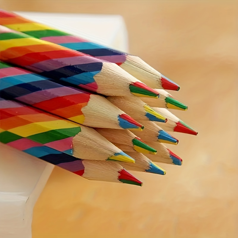 Qiilu Crayon de couleur enfant 12 couleurs en bois enfants peinture dessin  crayon école maison Graffiti crayon de couleur(Space