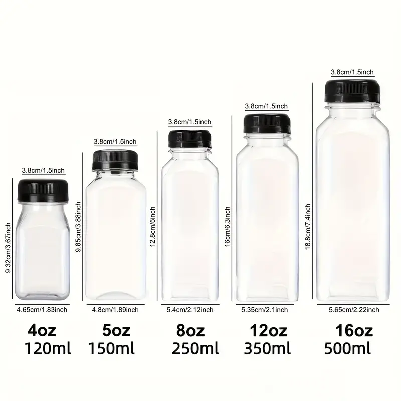 Small Plastic Bottles For Liquids, Ginger Shot Bottles With