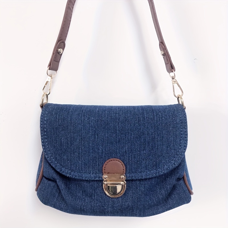 Vintage Denim Shoulder Bag Womens Buckle Decor Handbag Fashion Flap  Underarm Purse - Bags & Luggage - Temu Bahrain