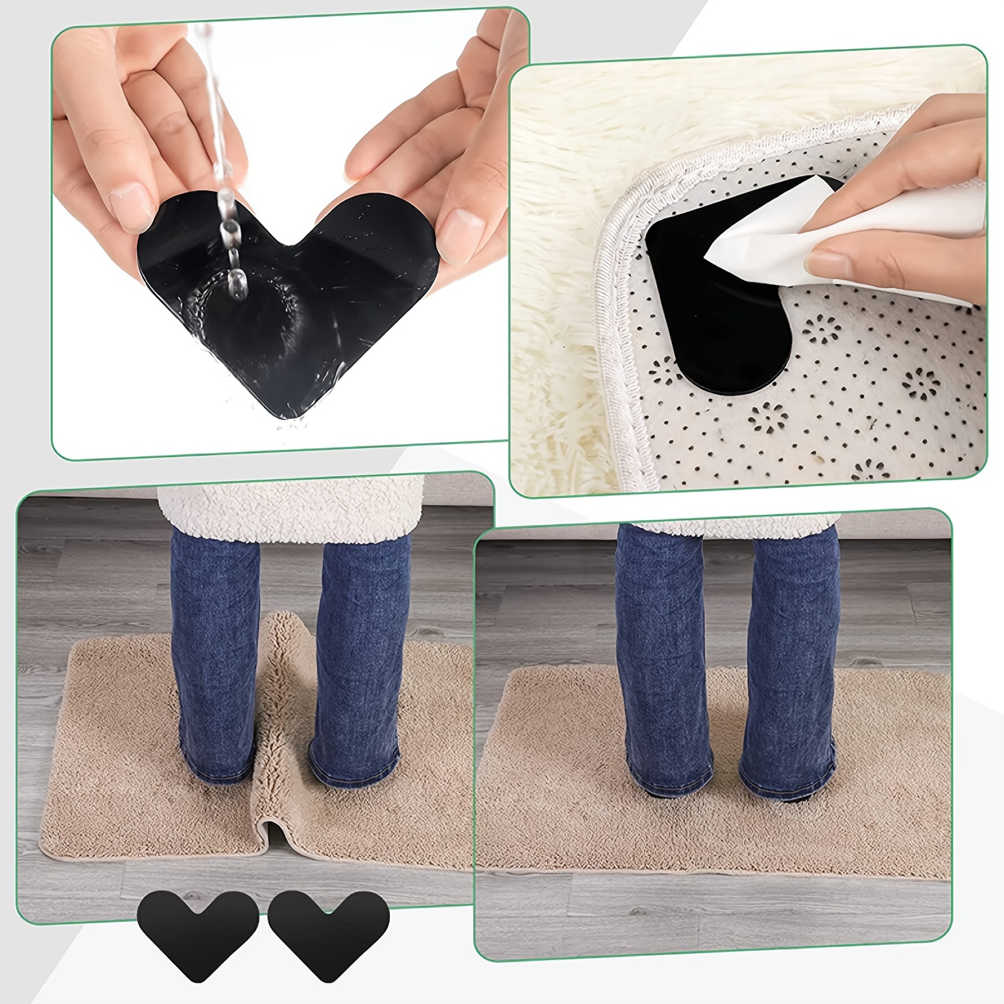 Heart-shaped Rug Gripper, Double Sided Non-slip Rug Pads Rug Tape Stickers  Washable Area Rug Pad Carpet Tape Corner Side Gripper For Hardwood Floors  And Tile - Temu