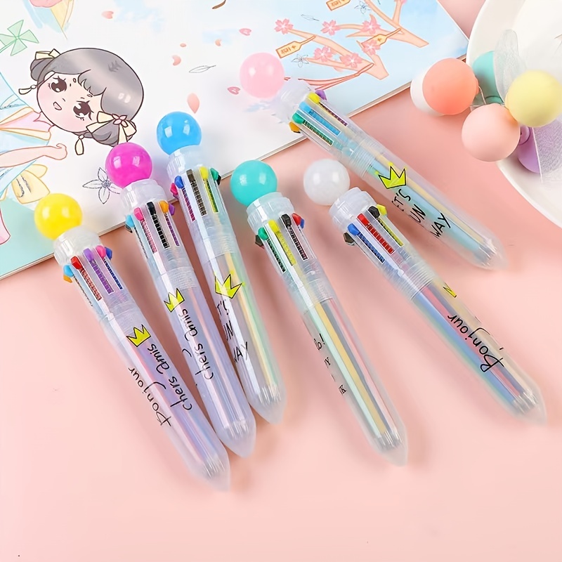 Cute Cartoon 10 Colors Ballpoint Pen Color Pen Painting - Temu