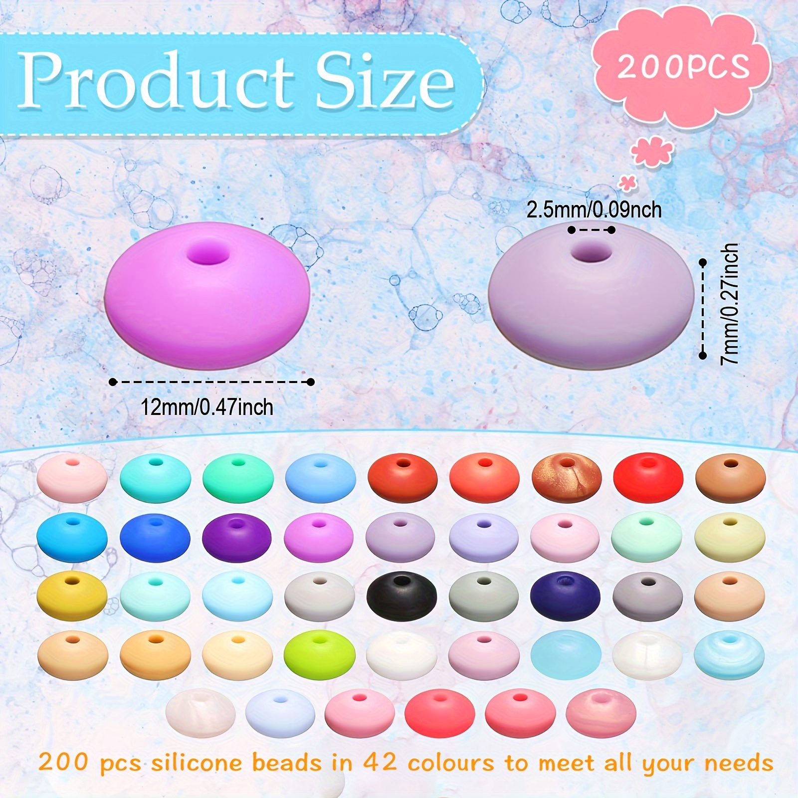 Mixed Color Abacus Silicone Beads Loose Spacer Beads For Diy - Temu