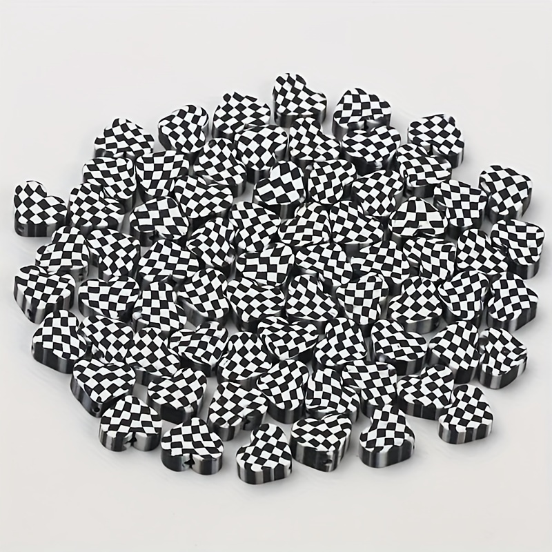 Polymer Clay Beads Black And White Checkerboard - Temu
