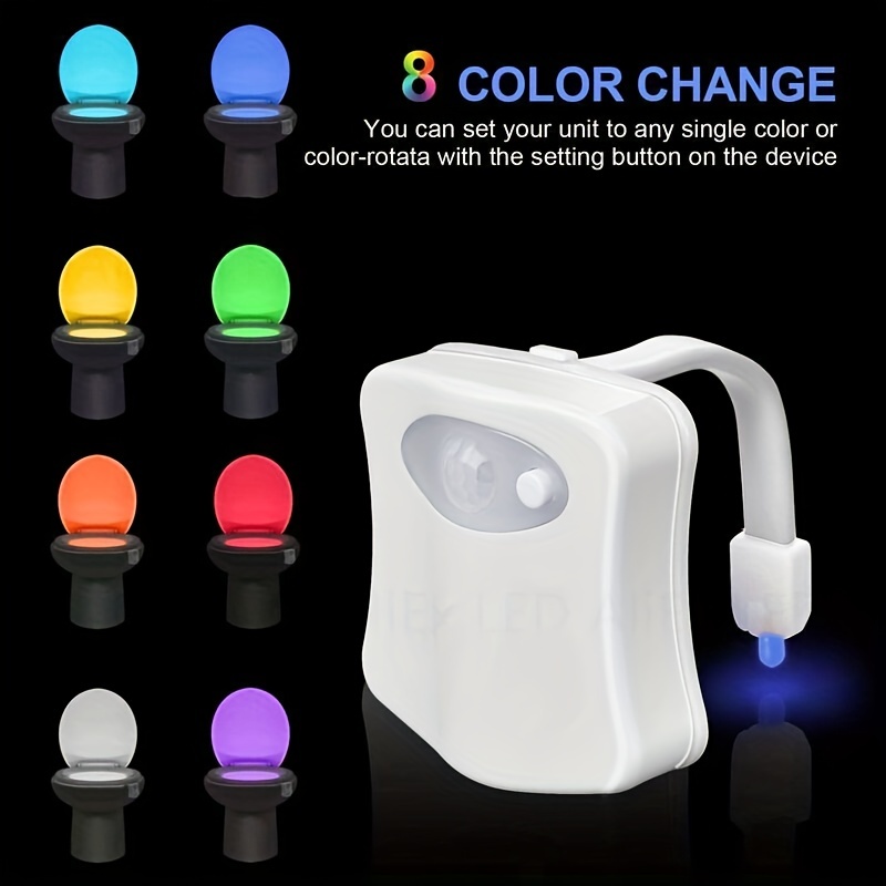 LED Toilet Bowl Light, Motion Sensor 8-Color Changing Waterproof