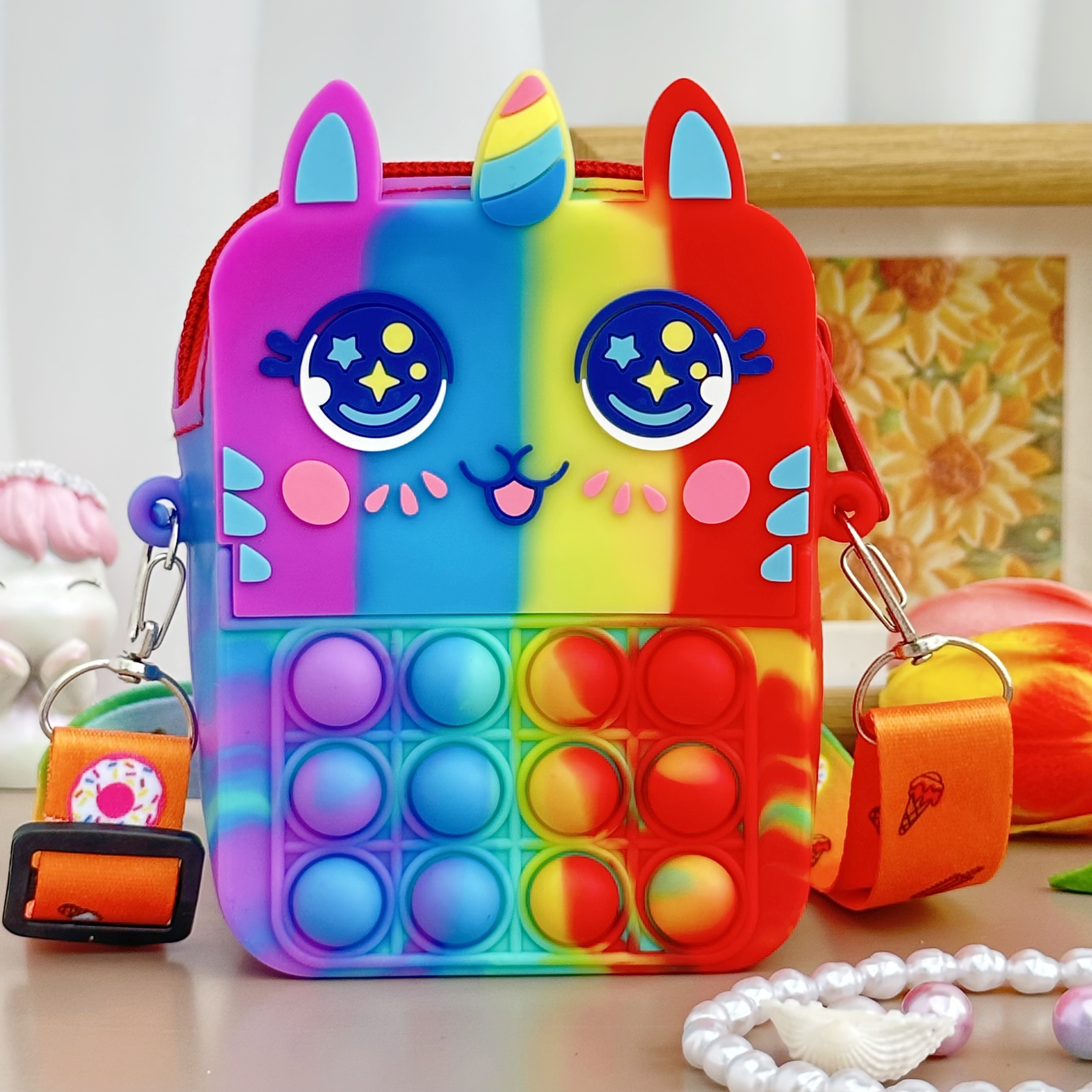 Cartoon Plush Unicorn Handbag Wallet One-shoulder Kindergarten Squinting  Small Square Bag Gift - Temu
