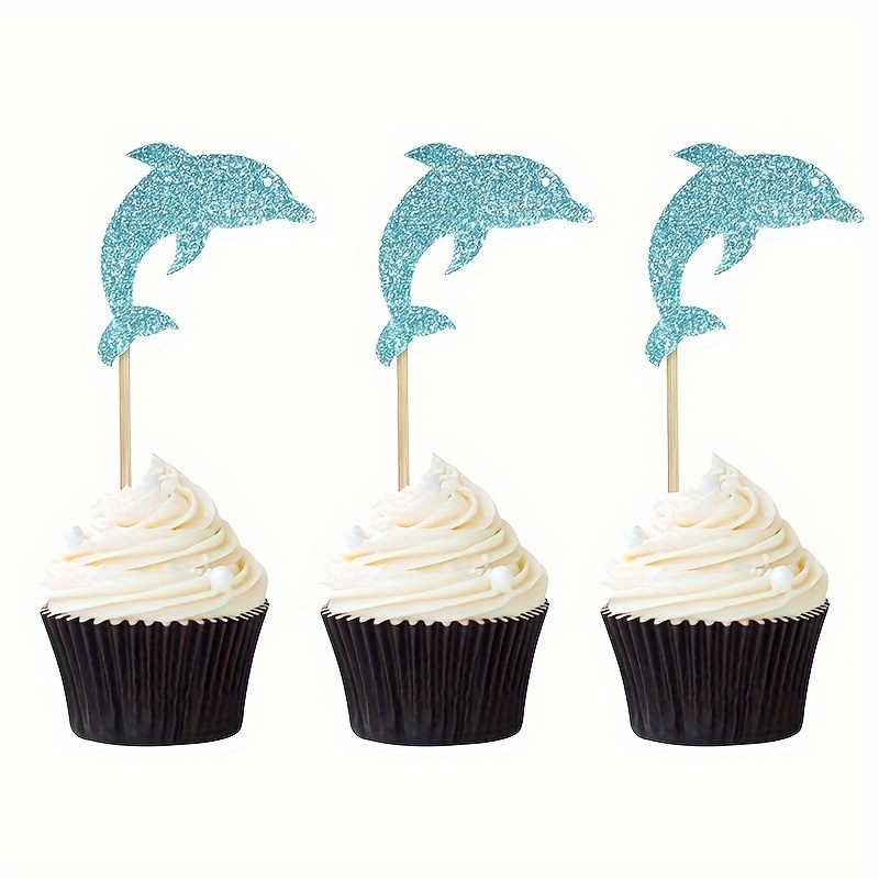 Creative And Cute Flashing Blue Dolphin Cake Toppers Ocean - Temu Canada