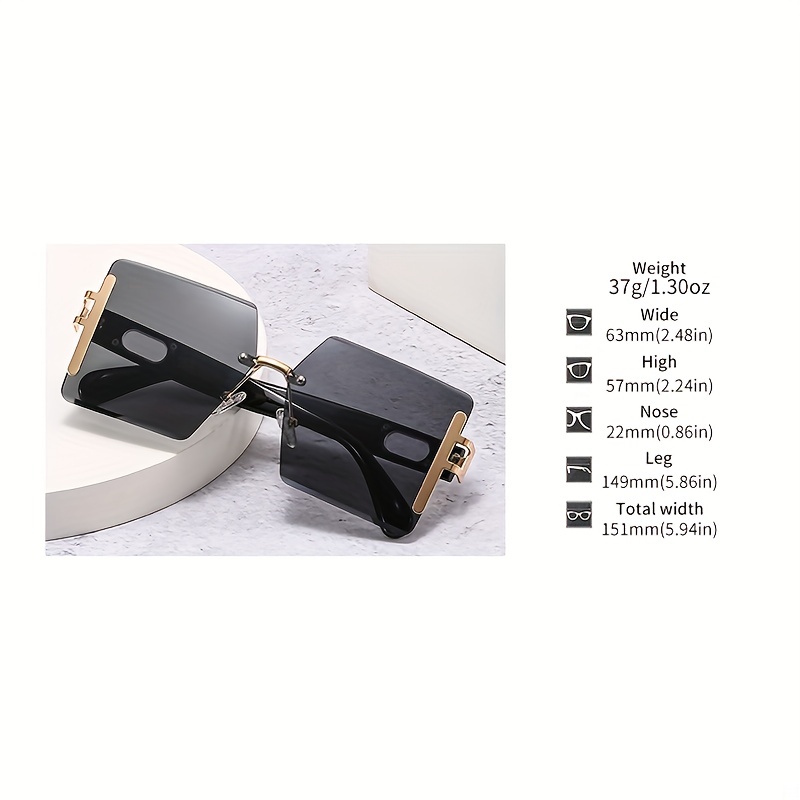 Oversized Square Frame Sunglasses Gradient Lens Glasses