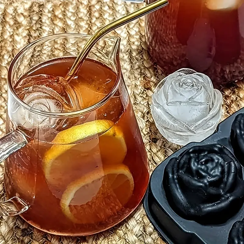 Ice Cube Tray, Rose Ice Cube Maker, Makes Four Rose Shaped Ice Cubes, Easy  Release Ice Ball Maker, Novelty Beverage Tray, For Cold Drinks - Temu