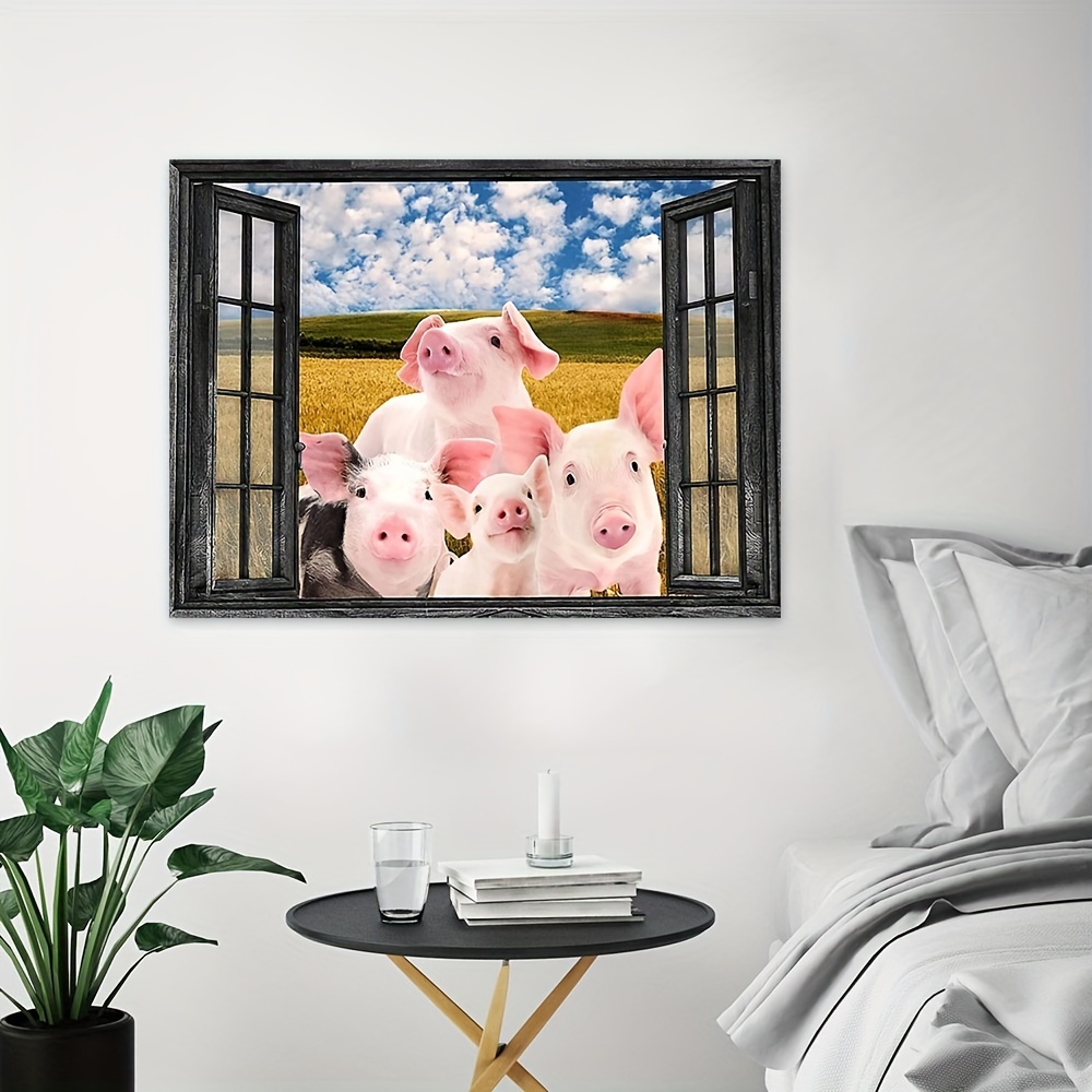 Farmhouse Pigs Wall Art,country Pig Pictures,funny Pig Canvas Print Painting,rustic  Animal Wall Decor,farmhouse Artwork For Living Room,animal Art Temu  Austria