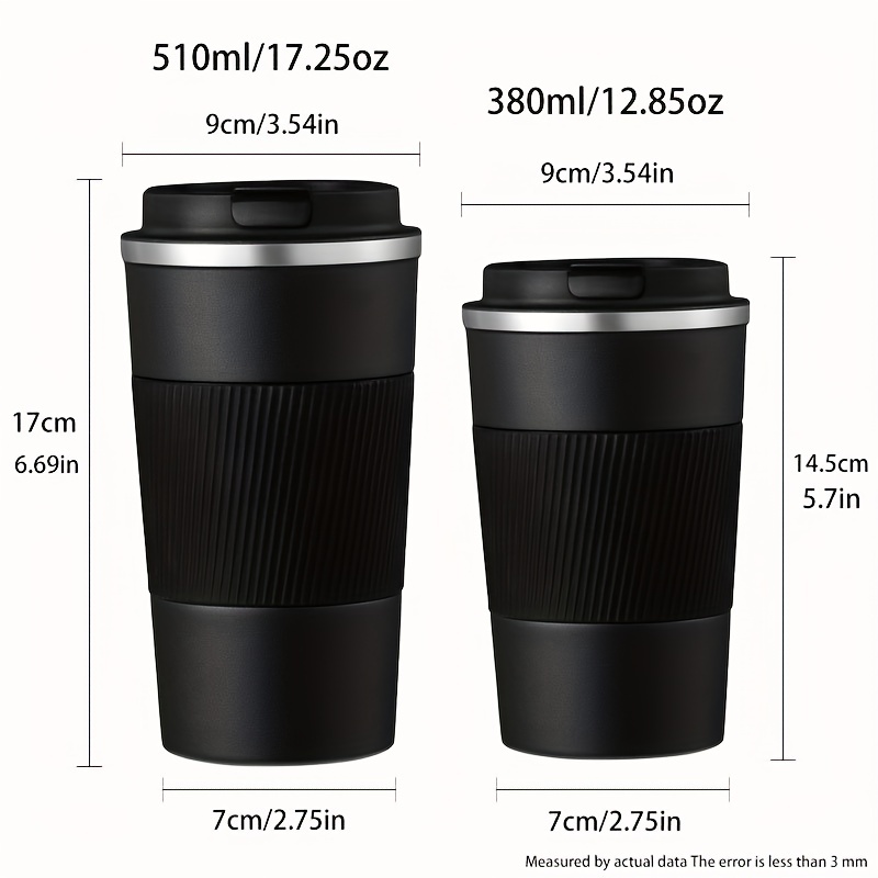  12 oz Stainless Steel Vacuum Insulated Tumbler - Coffee Travel  Mug Spill Proof with Lid - Thermos Cup for Keep Hot/Ice Coffee,Tea and Beer  (Black) : Home & Kitchen