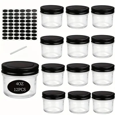 DISCOUNT PROMOS Mason Jars with Lids 16 oz. Set of 10, Bulk Pack - Glass  Jars for Overnight Oats, Candies, Fruits, Pickles, Spices, Beverages -  Black