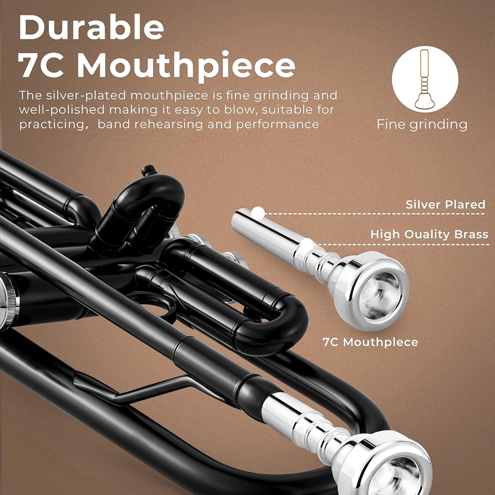 7C Mouthpiece Silver Plated B-flat Trumpet - High-Quality Brass Instrument with Lacquered Finish $90.64