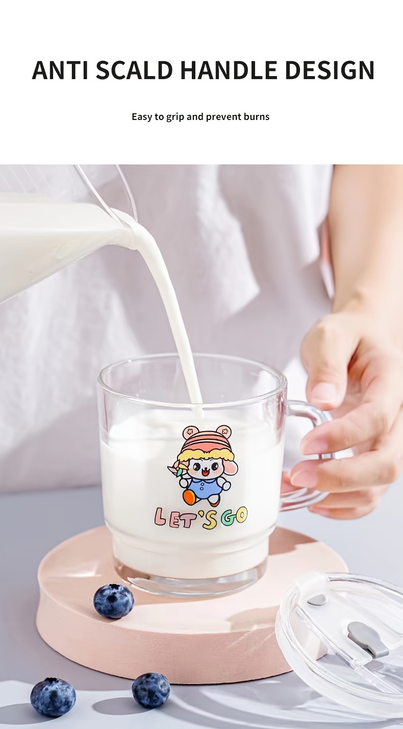 Cute Cartoon Glass Large Capacity Children's Milk Cup - Temu