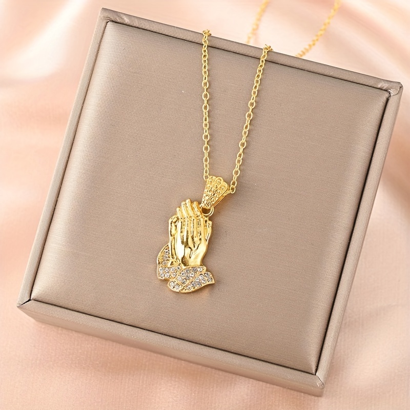 1pc Classic Fashion Badge Engraved Praying Hands Pendant Necklace For Men  Women Amulet Jewelry Wholesale - Jewelry & Accessories - Temu Austria