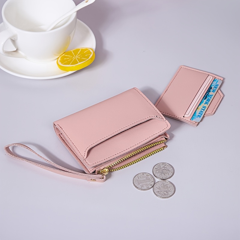 Women's Bifold Removable Card Slot Side Zip Short Wallet, Multi