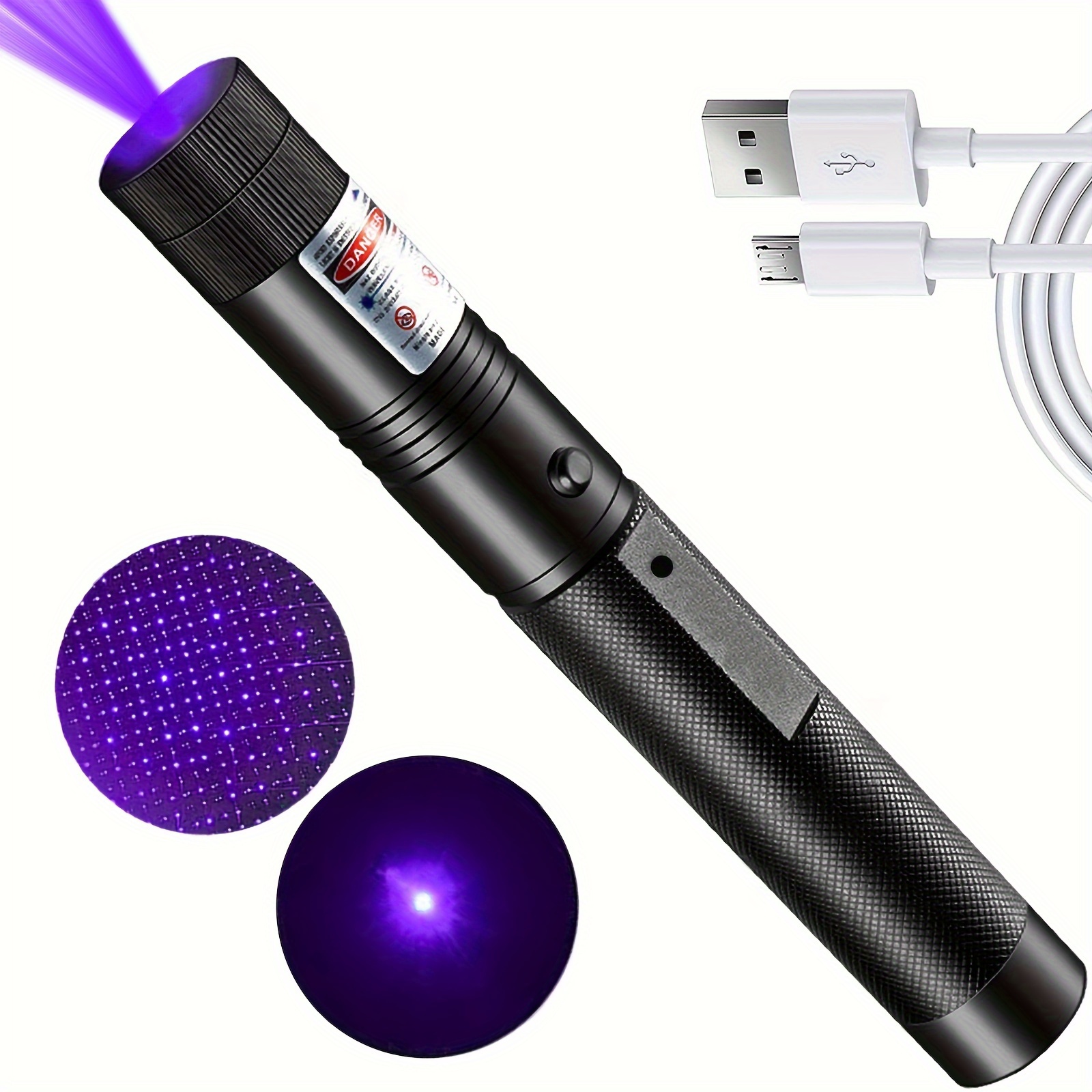 Zugesify Blue Purple Laser Pointer High Power Rechargeable Lazer Pointer, Laser Pen with Long Range Adjustable Focus with Star Cap, Laser Pointer Pen