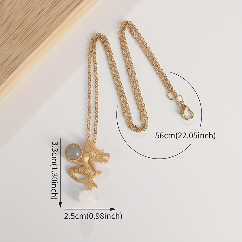 1pc Golden Simple Fashion Copper Zircon Mermaid Bubble Necklace For Men  Women