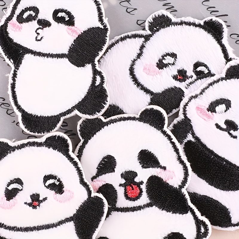 2pcs Small Animal Embroidered Applique Badge Giant Panda Embroidery Patches  DIY Back Glue Patch Iron On Patches For Jackets, Sew On Patches For Clothi