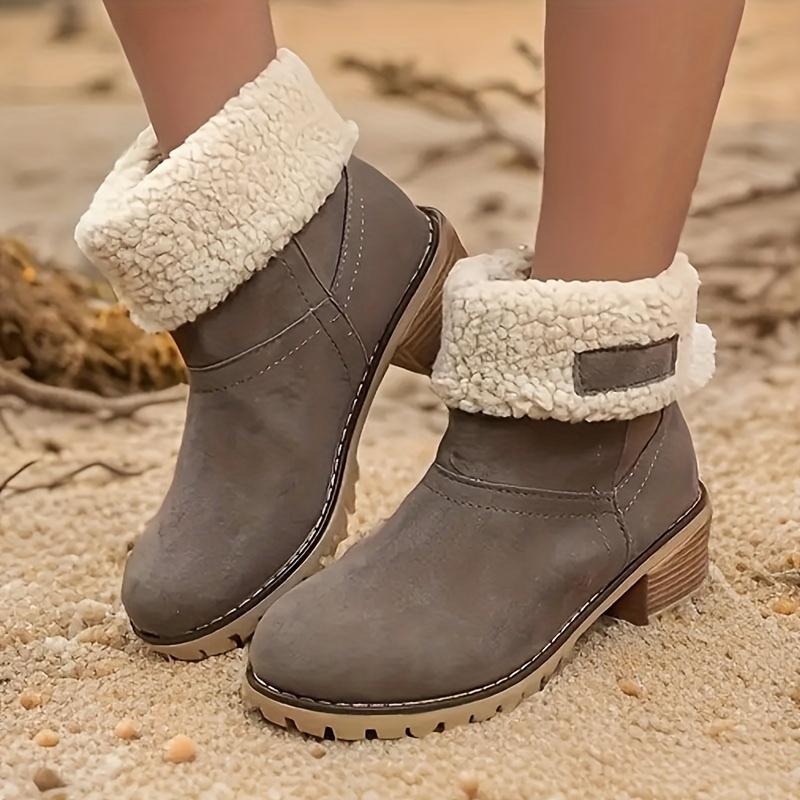 Chunky heel hot sale winter boots