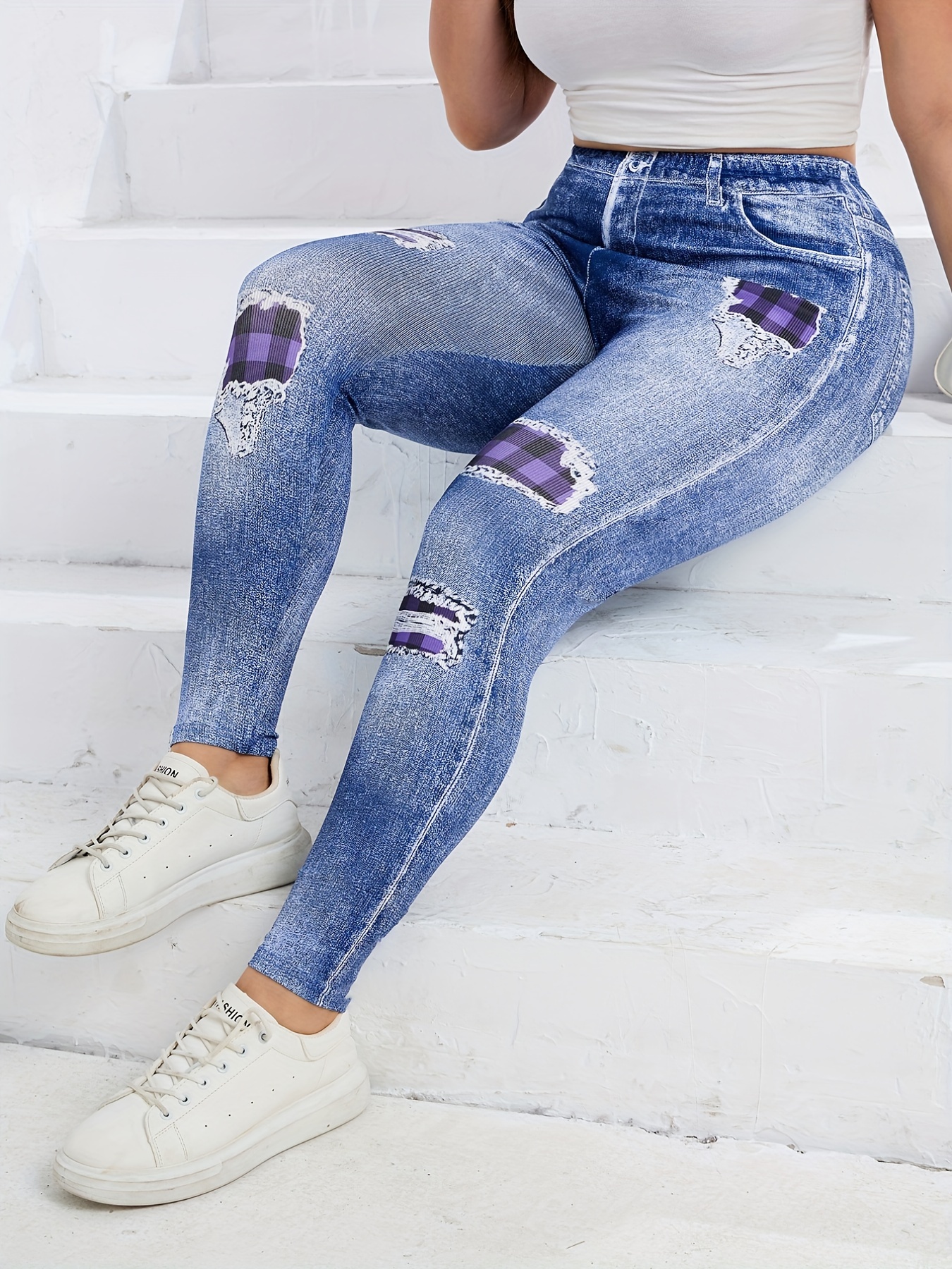 Slim Women's Leggings, like Denim Leggings, Sexy Hole, Heart Printing,  Pencil Pants, 9 designs jeggings – Stars and Stripes Design – Your Megastore