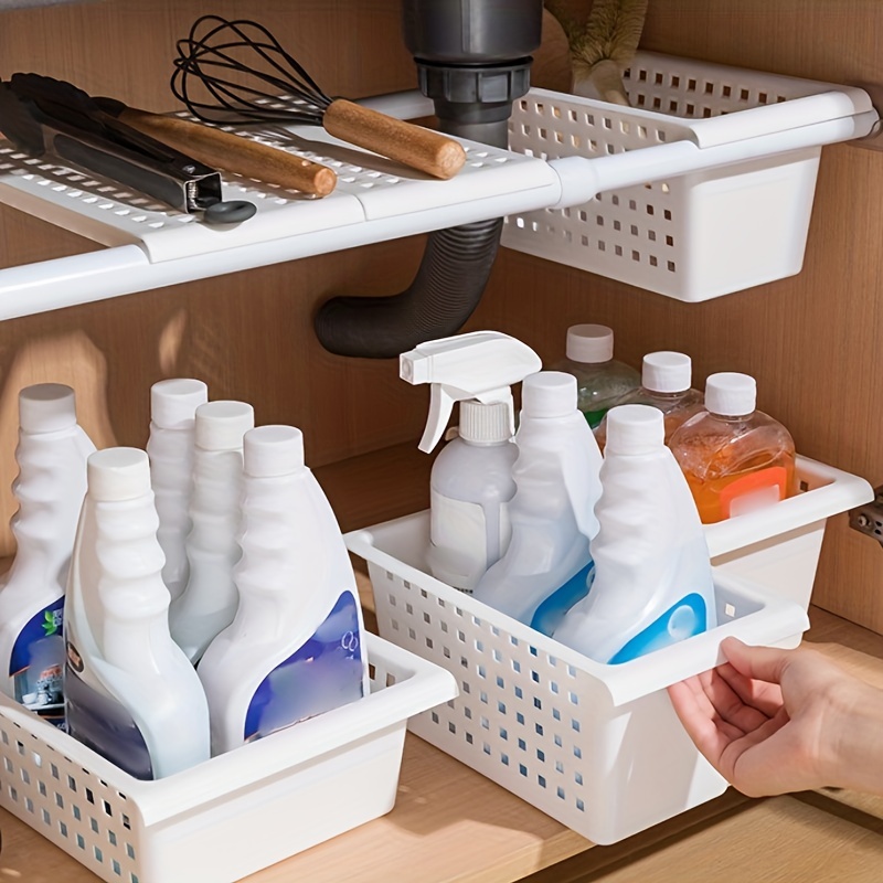Punch-free Bathroom Shelf, Wall Mounted Storage Basket Rack Organizer  Kitchen Cabinet Storage Holder 