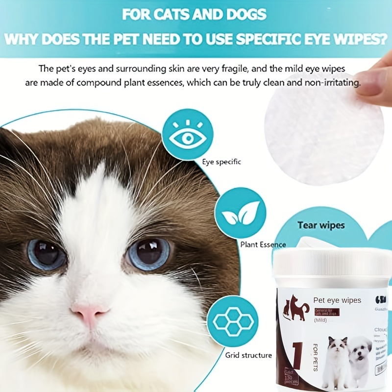 130 Uds. Almohadillas Cuidado Ojos Perros Gatos Toallitas - Temu