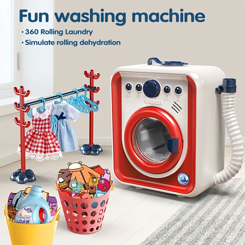  Lavadora de juguetes para niños, juego de lavadora y secadora  para niños pequeños, juguetes de aparatos de juego de juegos de rol,  lavadora y secadora para niños, lavadora para niños con
