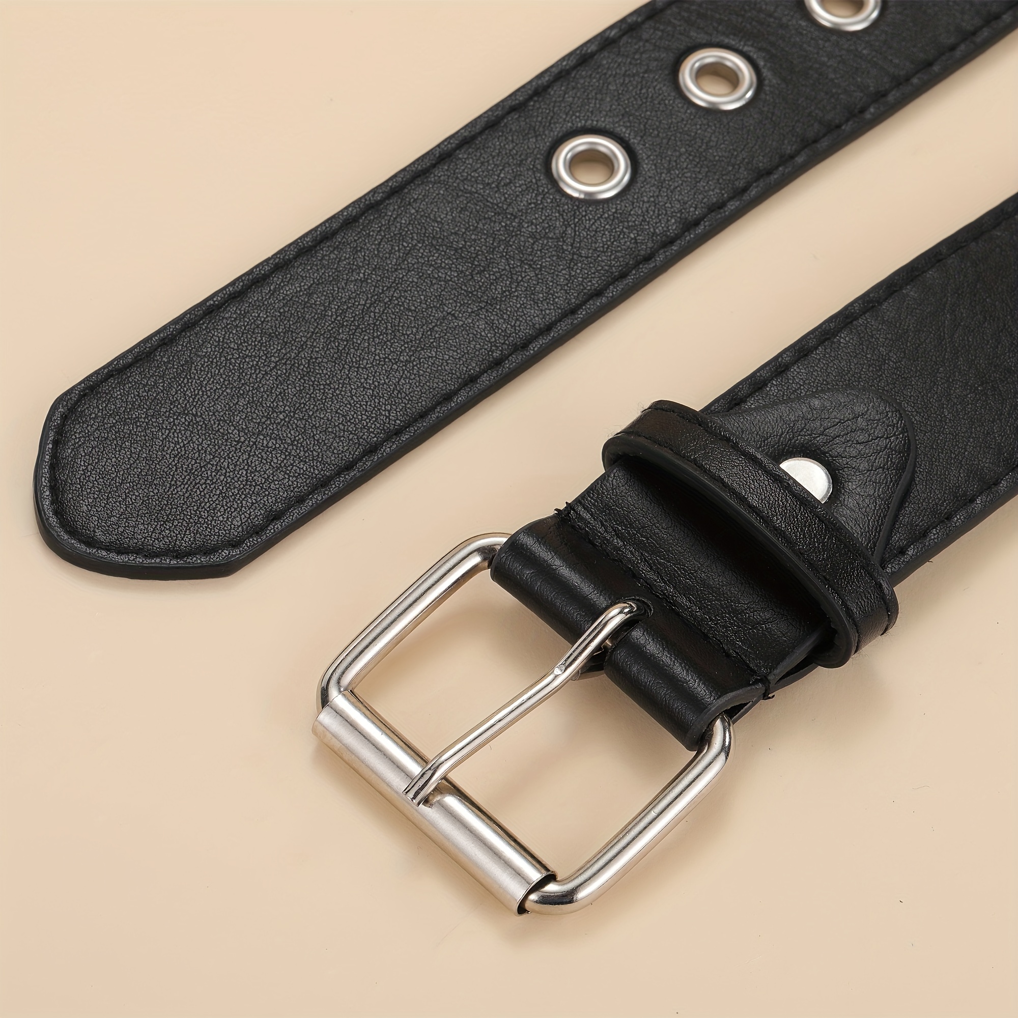 PU Leather Rivet Pin Buckle Belt, Funky Handsome Style