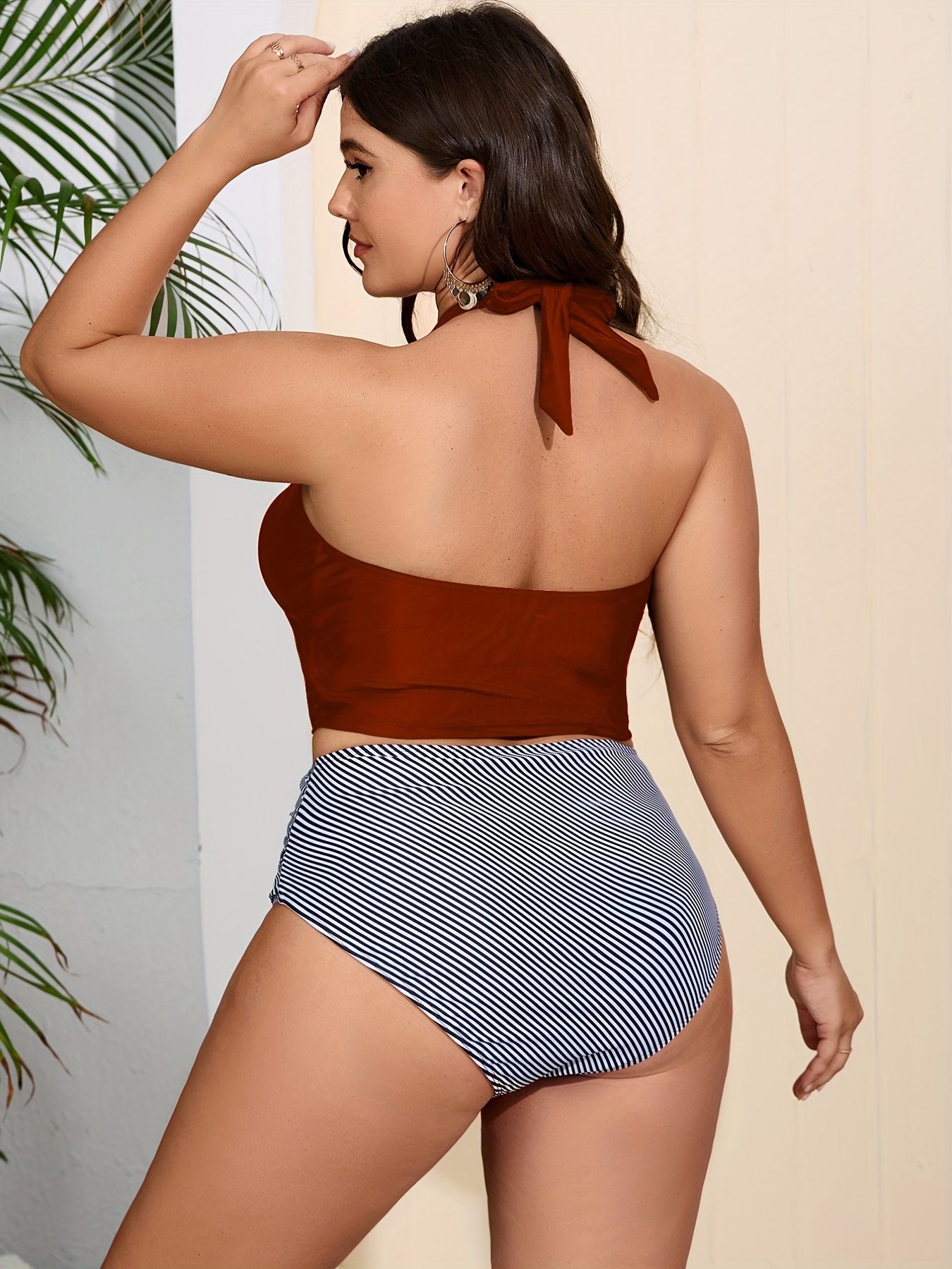LIORA Women's Halter High Waisted Bikini Set Swimsuit Backless