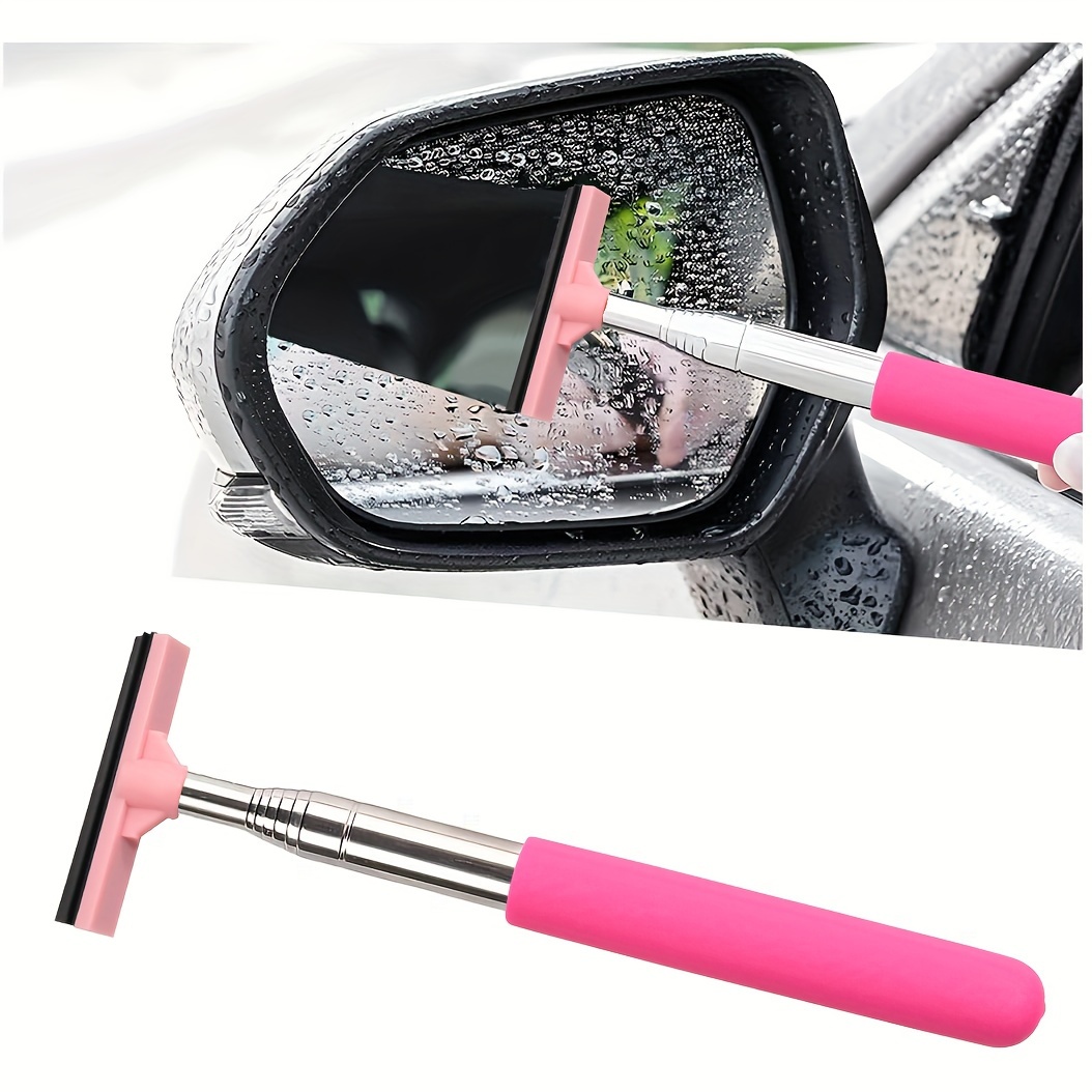 AUTEK 2 PCS Retractable Rear view Mirror Wiper with Universal Side Rain  Guard Automotive Wipers Extendable Snow Brush and Ice Scraper(02), 1pair