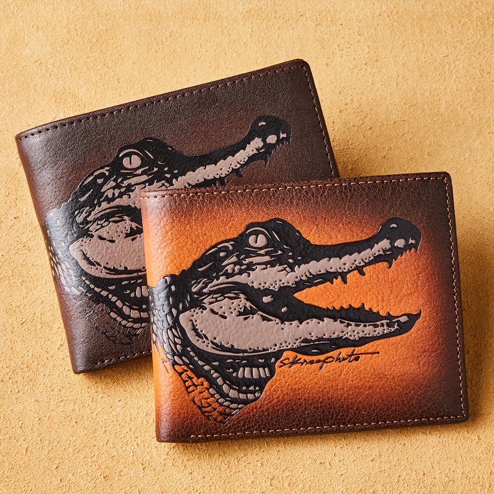Vintage Alligator Embossed Cowhide Money Clip Wallet