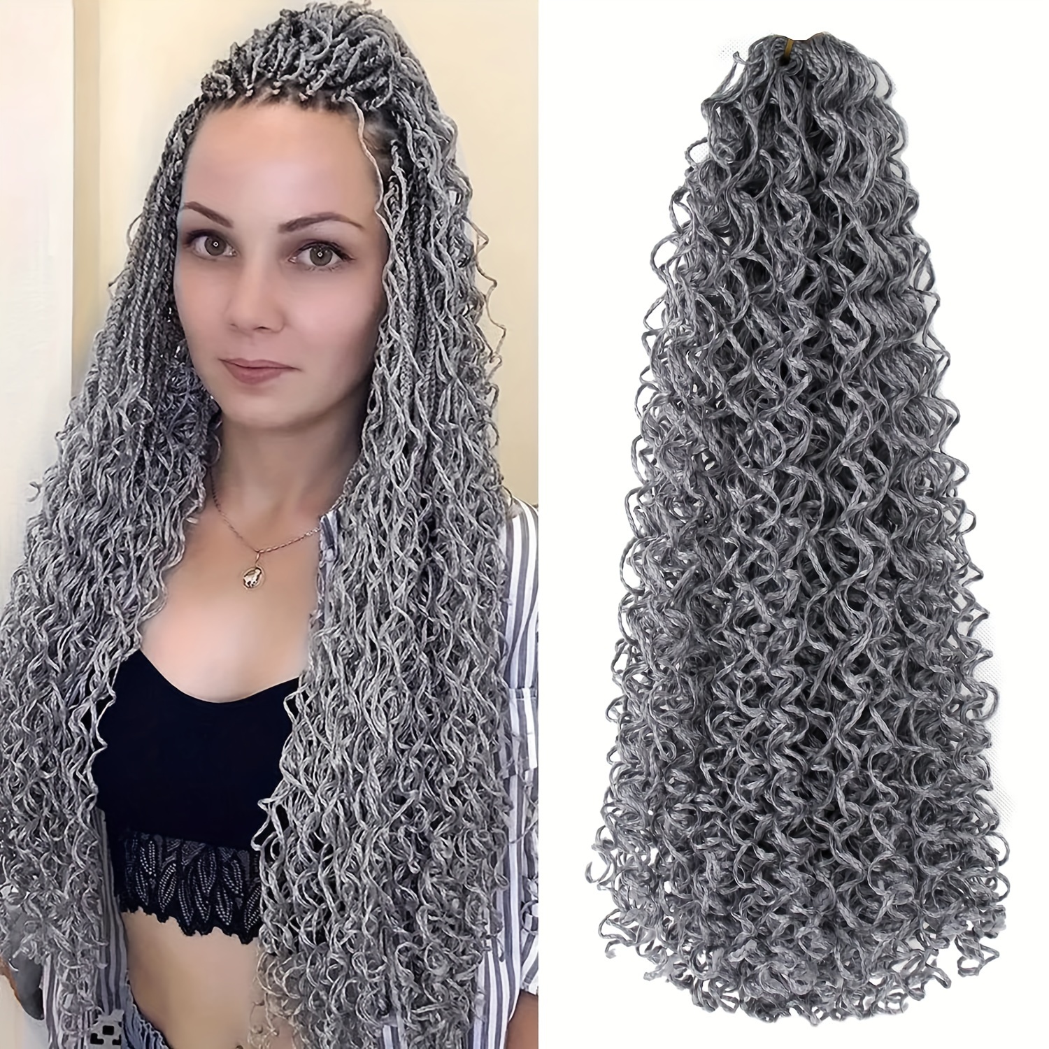 Wavy Small Box Braids Crochet Hair Extension Knot y - Temu