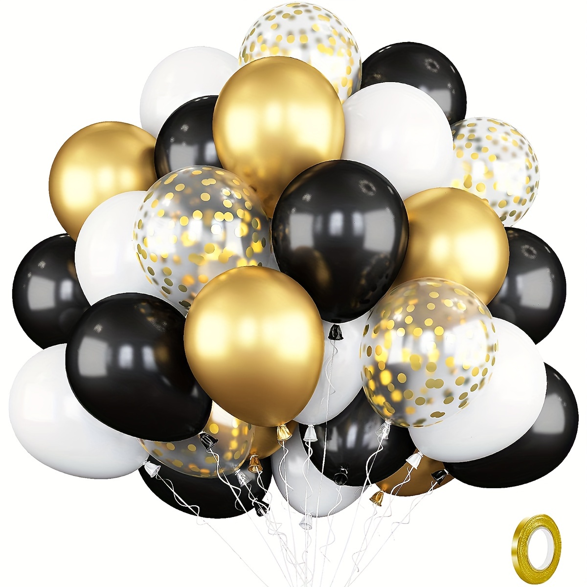 Globos decorativos de 60 cumpleaños, 15 unidades, color negro y plateado,  para fiesta de cumpleaños 60, globos de confeti de látex para hombres y