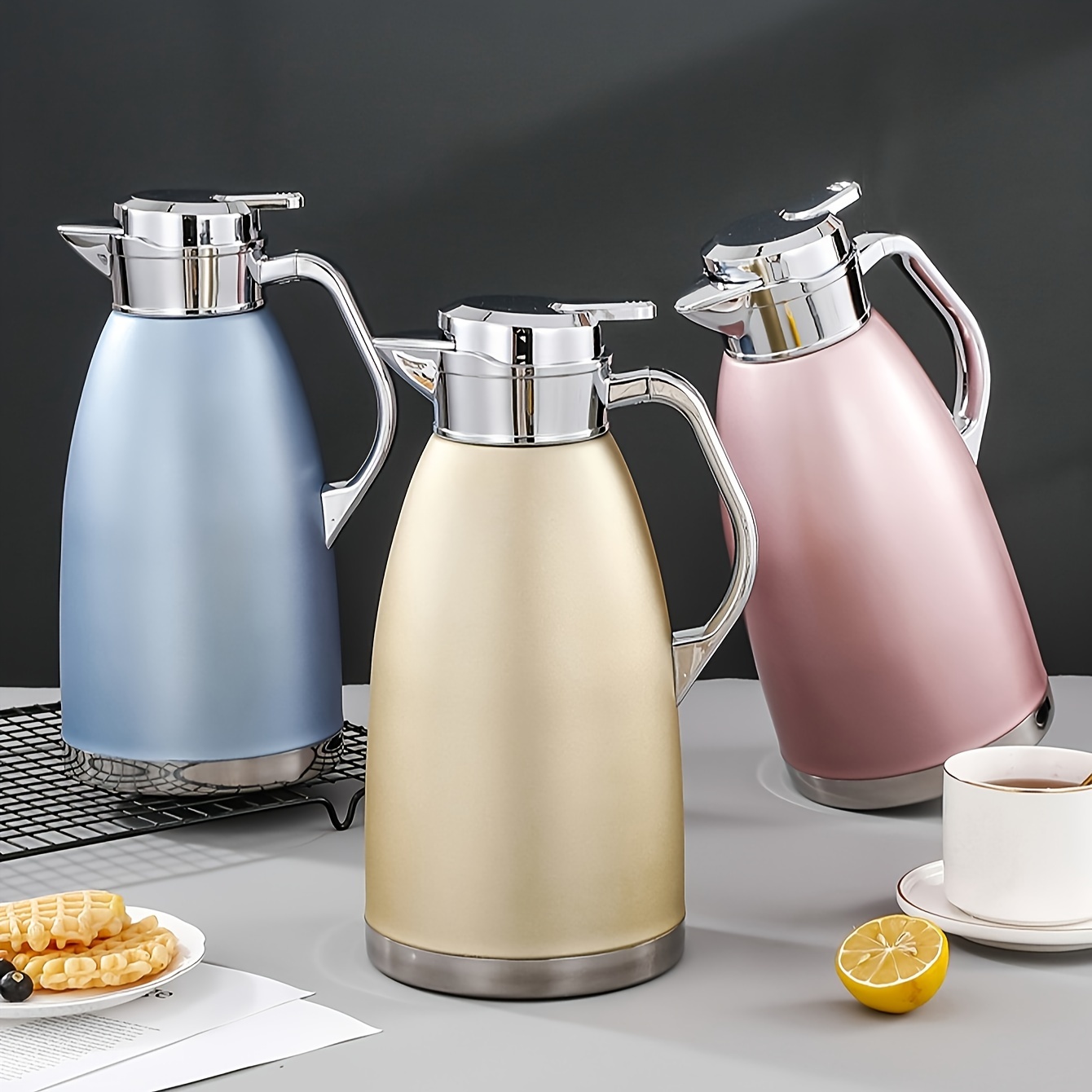 Termo térmico de acero inoxidable para jarra de café | Dispensador de jarra  de bebidas frías y calientes con servidor de leche, 24 onzas, diseño
