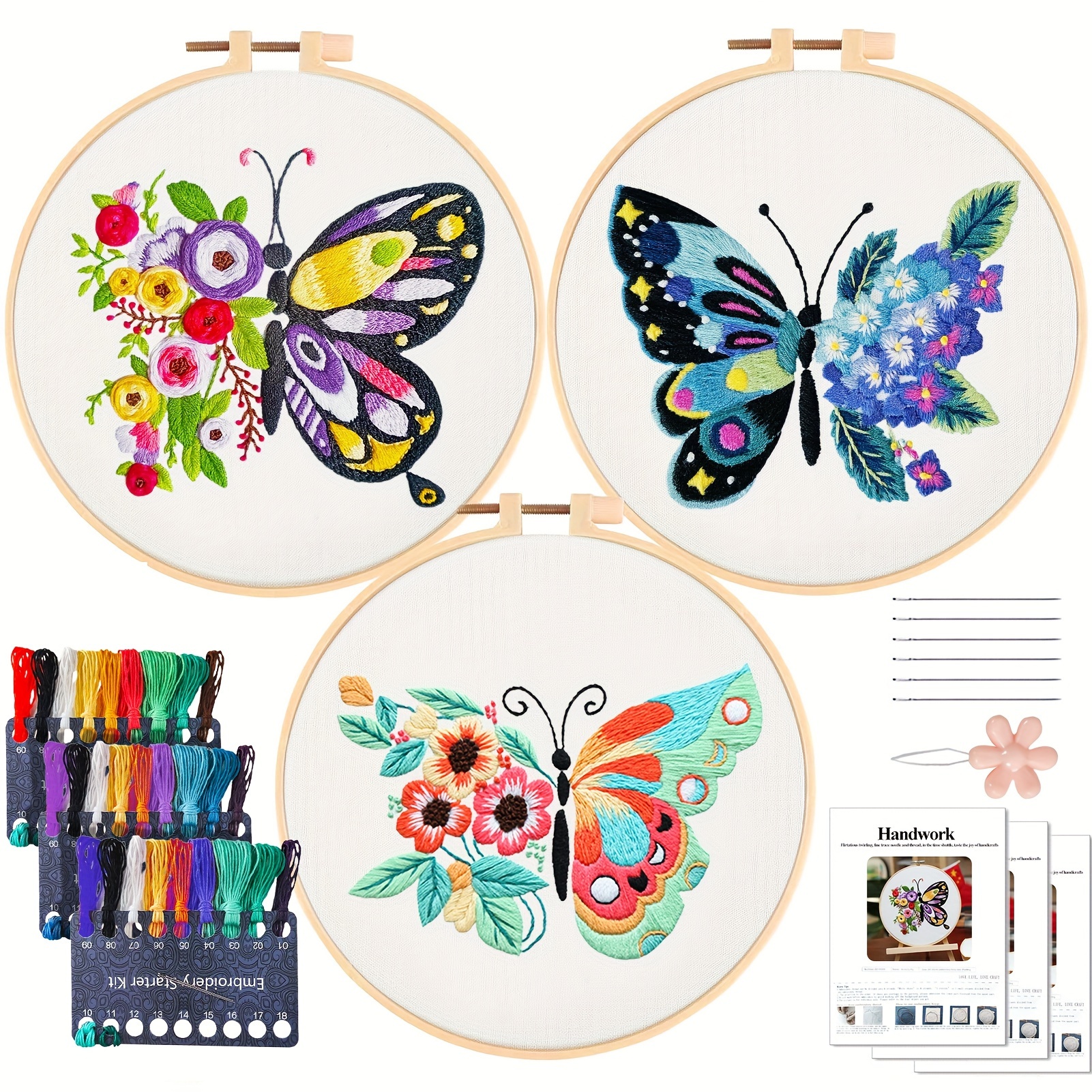 Butterfly Flowers Embroidery Kit Beginners Cross Stitch Kits - Temu