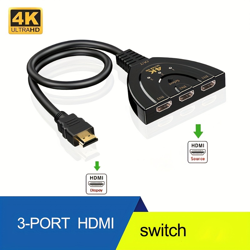 HDMI Switch 4K with HDMI Cable,3 Port 4K HDMI Switcher ,hdmi hub