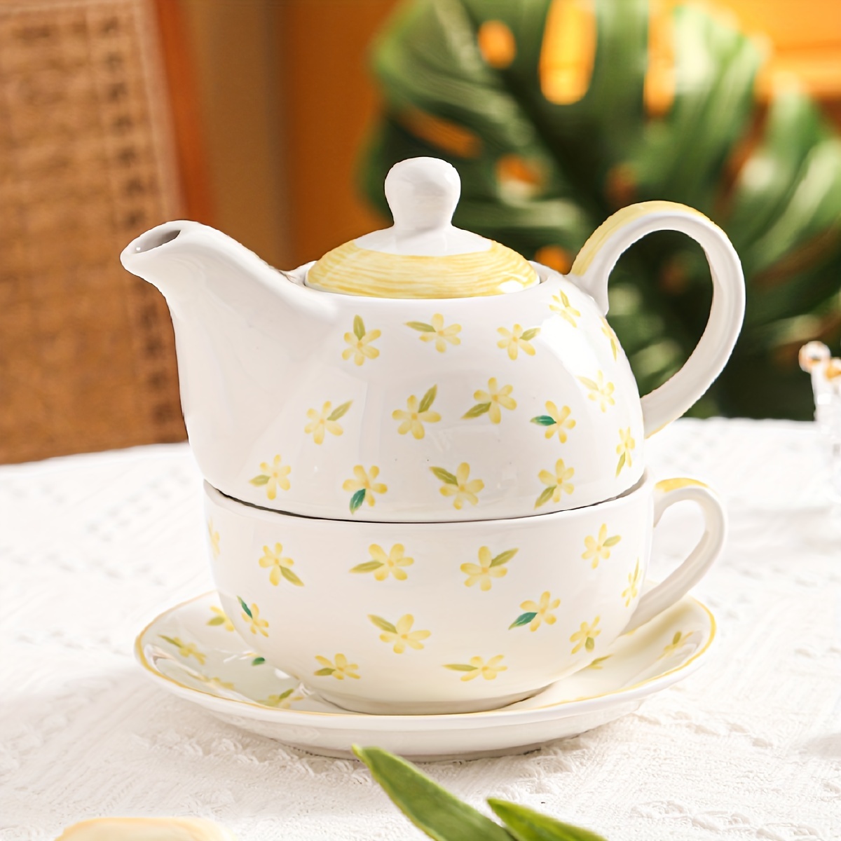 European Style Ceramic Tea Cup Set of 7