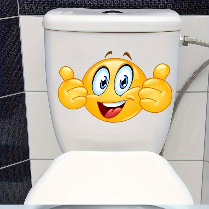 1pc Drôle De Dessin Animé Souriant Toilette Couvercle Decal - Temu France