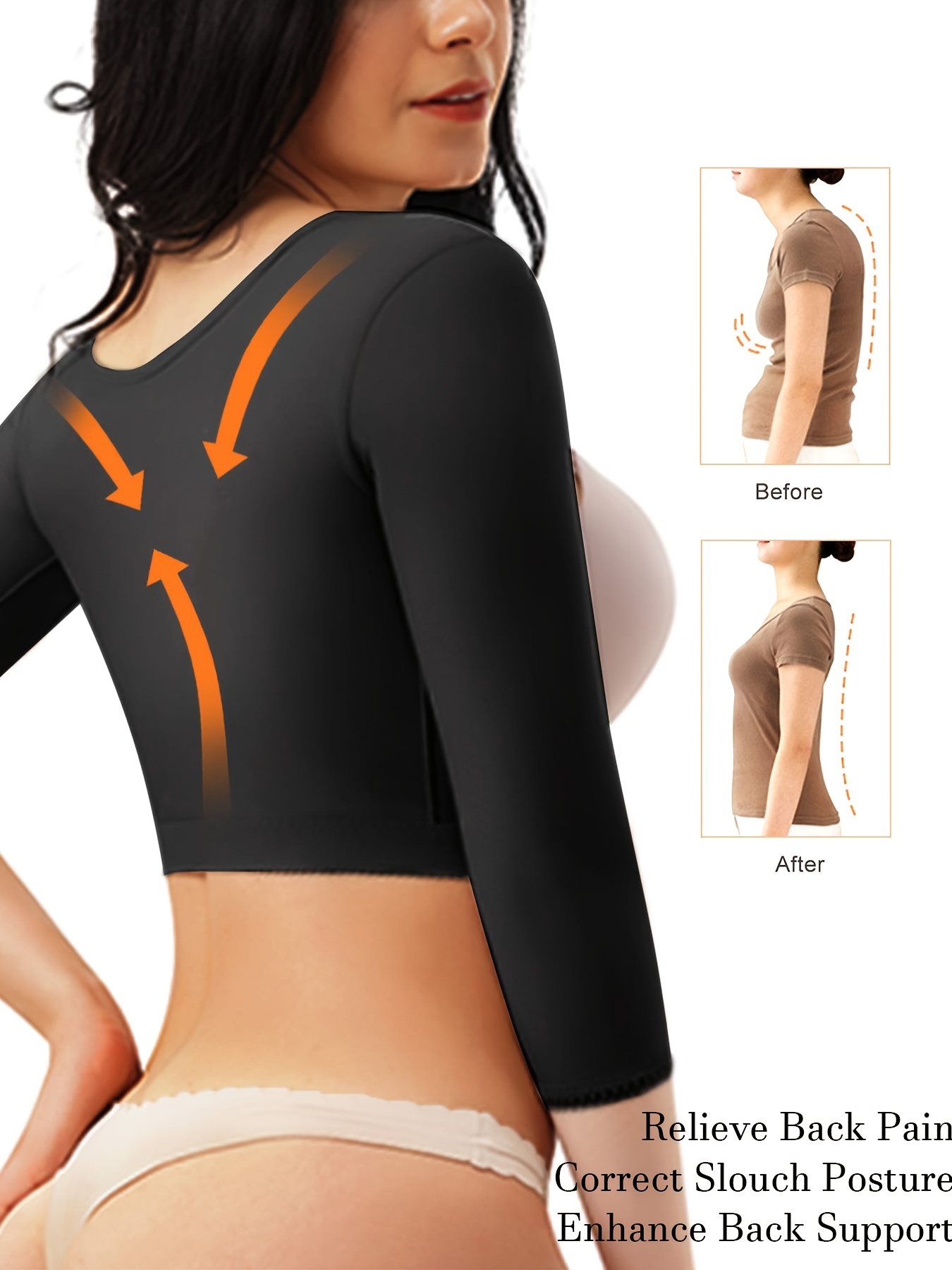 Womens Posture Girdle Shapewear With Compression Sleeves For Waist
