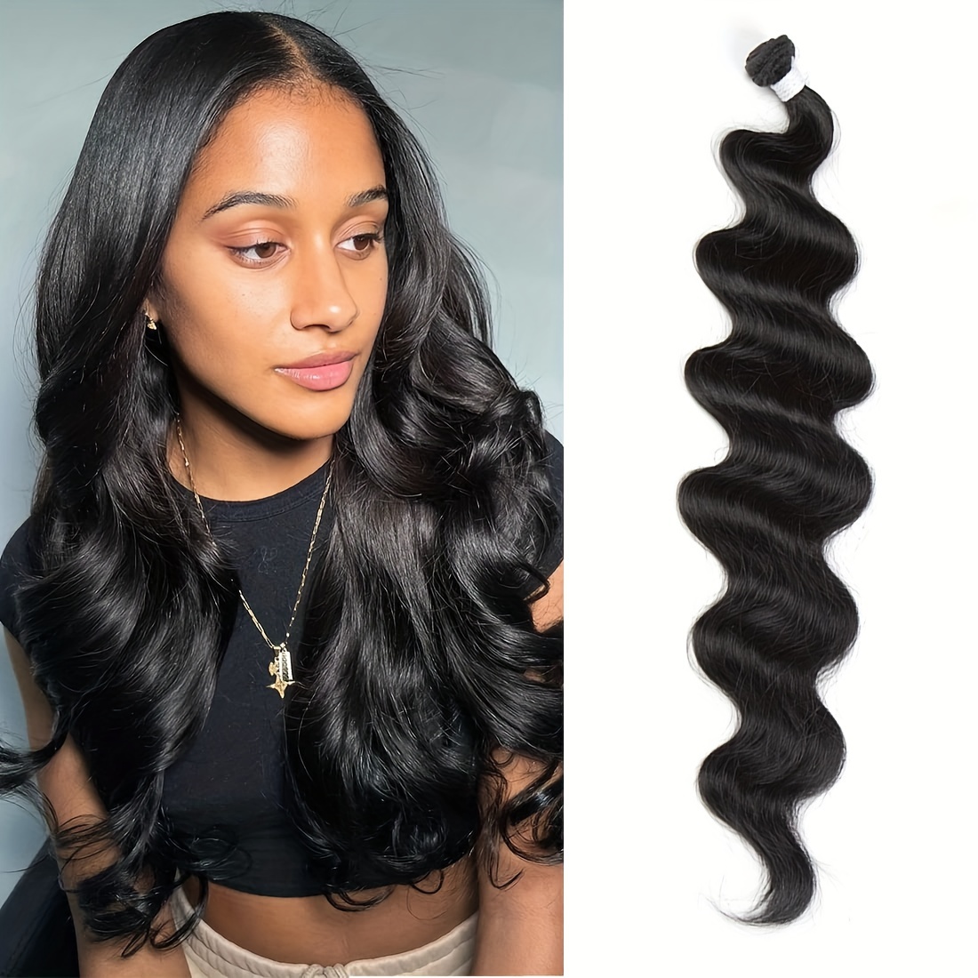 7pcs/set Long Body Wave Hair Extension Curly Full Head Clips in Synthetic Hair Extensions, Human Hair Extensions for Women,Temu