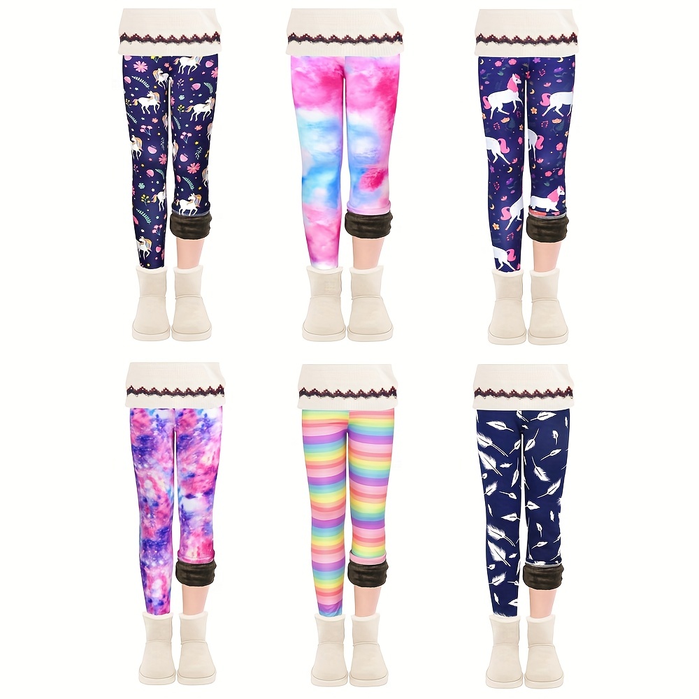 1pc Girls Kids Thickened Warm Leggings For Winter, Graphic Pantyhose, 4-10 Years Old Children's Trendy Leggings Tights