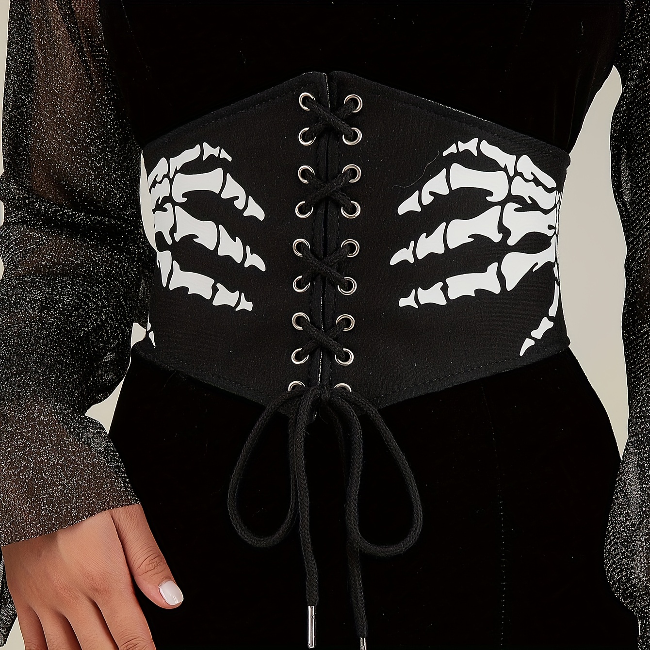 Devil Claw Printed Wide Belts Punk Halloween Lace Elastic - Temu